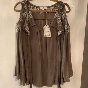 Green Cold Shoulder Blouse